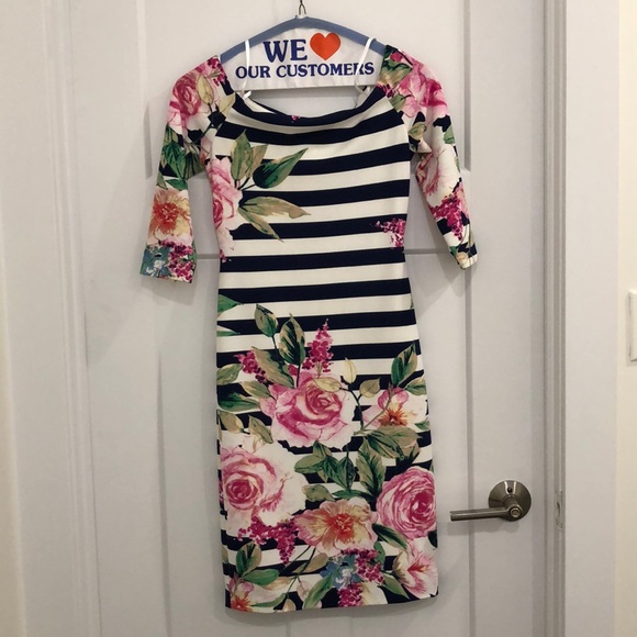 Eliza J Striped Floral Dress - Picture 2 of 3
